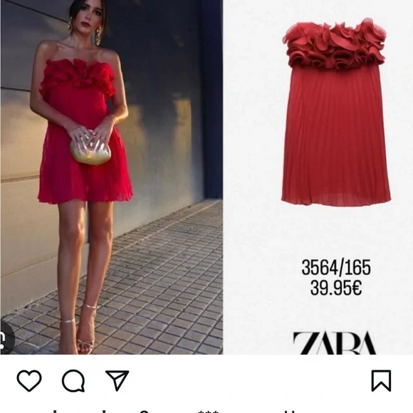 NWT Zara Ruffle Strapless Pleated Mini Dress - Picture 10 of 13